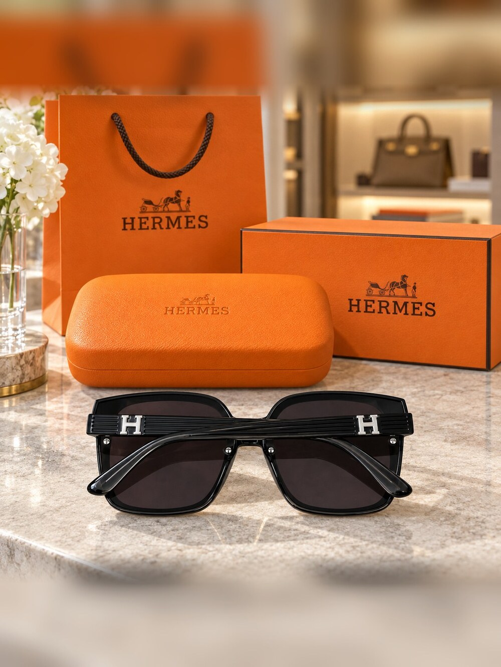 Hermes Black Silver H Sunglasses - Picture 6 of 6